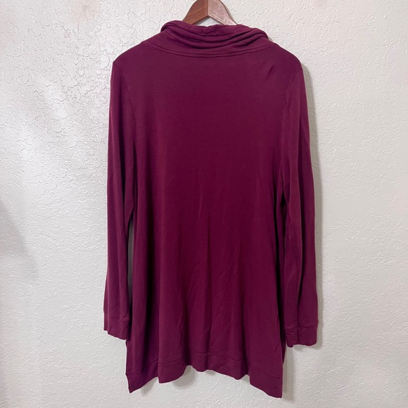 Daily Ritual Womens Burgundy Cowl Neck Long Sleeve Tunic Top Size XL - Picture 4 of 4